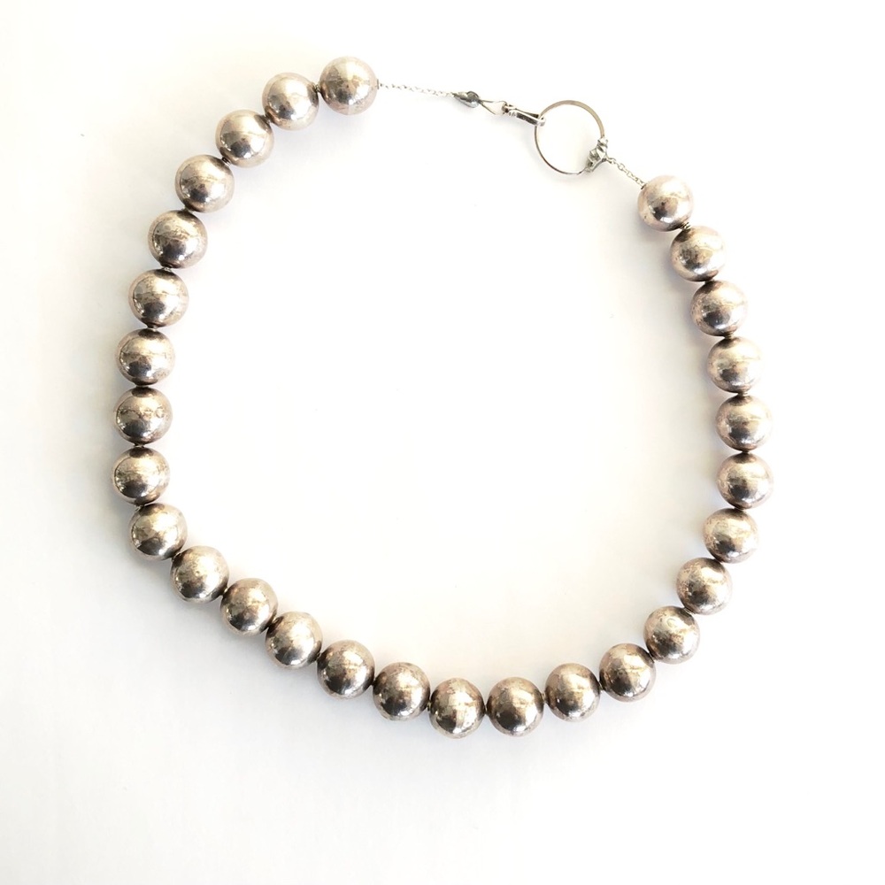 Vintage Sterling Silver Beaded Ball Necklace